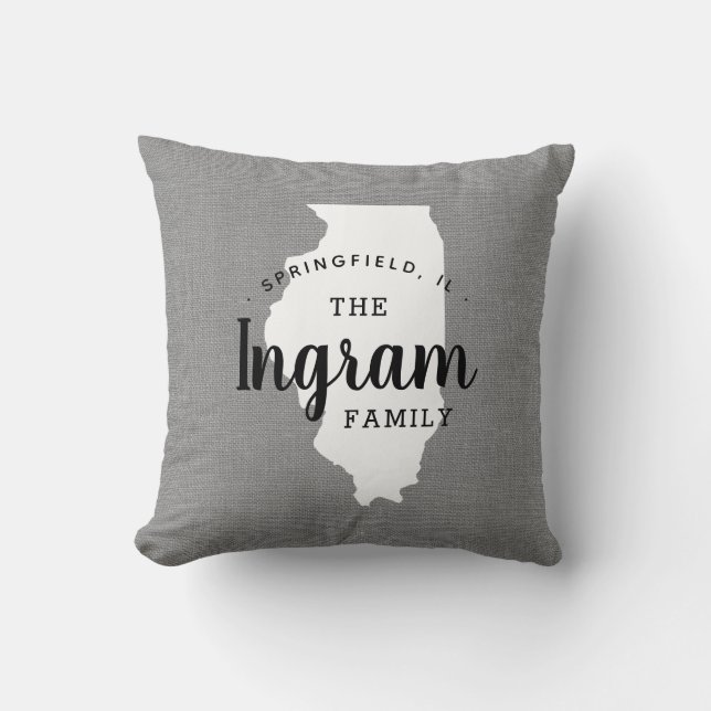 Illinois Family Monogram Staat Throw Kissen (Vorderseite)