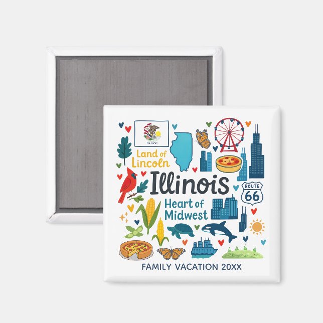 Illinois Family Trip Keepsake Custom Magnet (Vorderseite/Rückseite)