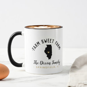 Illinois Farm Sweet Farm Famille Monogramme Mug