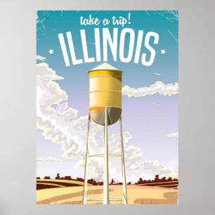 Illinois-Farm-Vintage-Reiseposter Poster