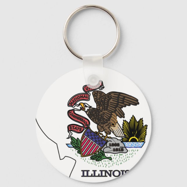 Illinois-Flag-Karte Schlüsselanhänger (Vorderseite)