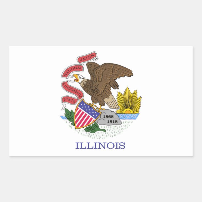 Illinois Flag Rechteckiger Aufkleber (Vorderseite)
