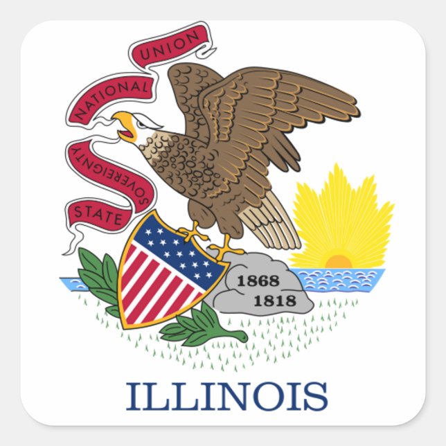 Illinois-Flagge Quadratischer Aufkleber (Vorderseite)