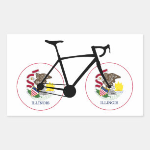 Illinois-Flagge Radfahren Rechteckiger Aufkleber