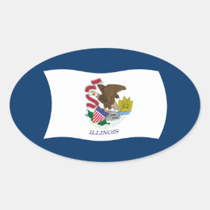 Illinois-Flaggenaufkleber Ovaler Aufkleber
