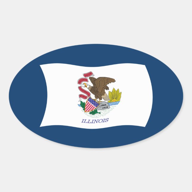 Illinois-Flaggenaufkleber Ovaler Aufkleber (Vorderseite)
