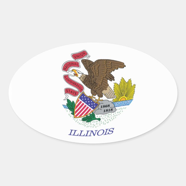 Illinois-Flaggenaufkleber Ovaler Aufkleber (Vorderseite)