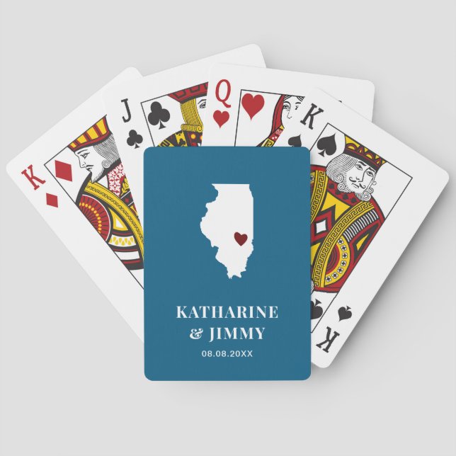 Illinois Gastgeschenk Hochzeit Deck Karten, Staat  Spielkarten (Rückseite)