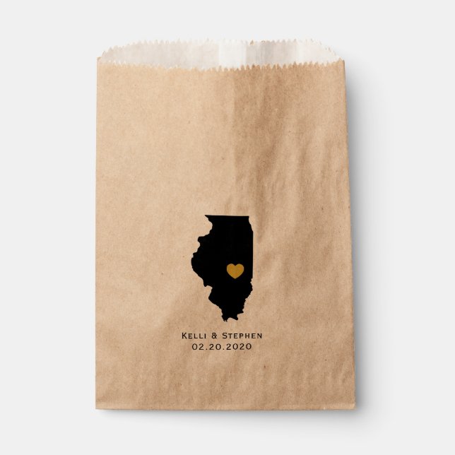 Illinois Gastgeschenk Hochzeit Leckerei Säcke, Ges Geschenktütchen (Vorderseite)