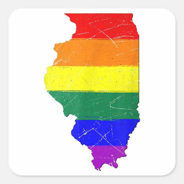 Illinois Gay Pride Flag Quadratischer Aufkleber (Vorderseite)