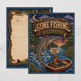 Illinois Gone Fishing Seestör Postkarte