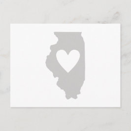 Illinois Gray Map Shaped Heart Illinoisan Liebe Postkarte