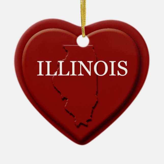 Illinois Herzkarte Weihnachtsschmuck (Vorne)