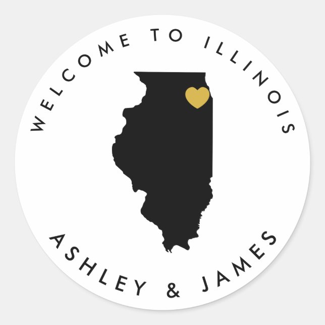 Illinois Hochzeitsticker für Leckerei Box Bag Runder Aufkleber (Vorderseite)