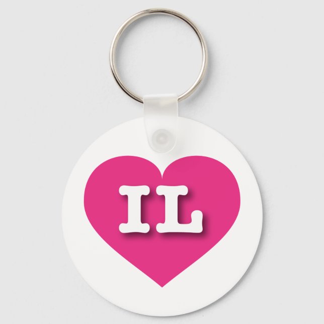 Illinois Hot Pink Heart - I Liebe IL Schlüsselanhänger (Vorderseite)