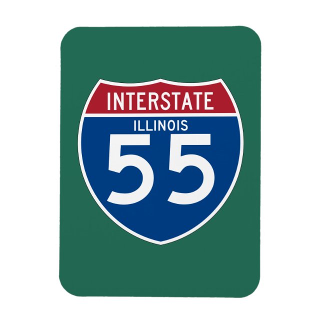 Illinois IL I-55 Interstate Highway Shield - Magnet (Vertikal)