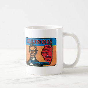 Illinois IL Vintage Étiquette d'Etat Mug