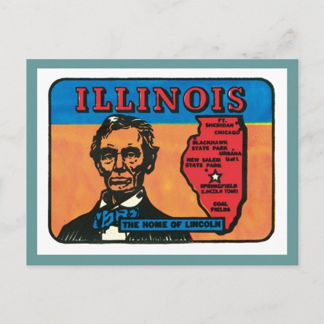 Illinois IL Vintager Staat Postkarte (Vorderseite)