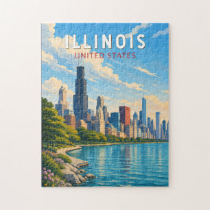 Illinois Illustration Reise Kunst Vintage