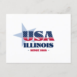 Illinois in Rot, Weiß und Blau Postkarte