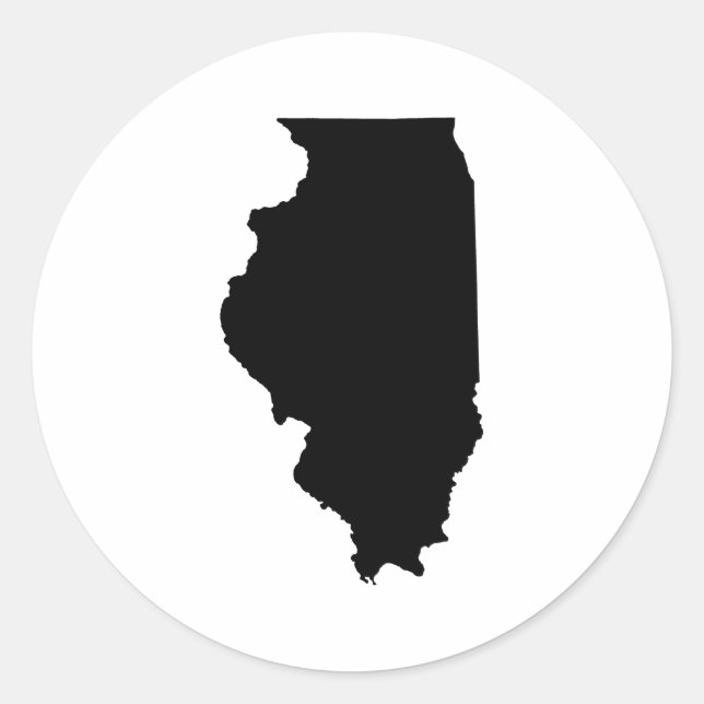 Illinois in Schwarz und Weiß Runder Aufkleber (Vorderseite)