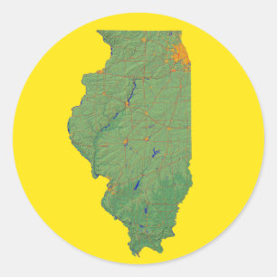 Illinois-Karte Runder Aufkleber