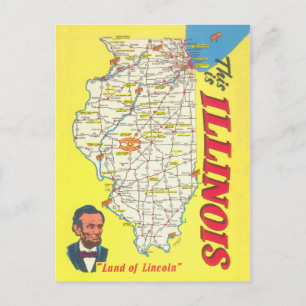 Illinois-Karte Vintage-Tourismus Postkarte