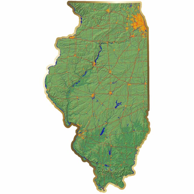 Illinois-Karten-Magnet herausgeschnitten Fotoskulptur Magnet (Vorne)