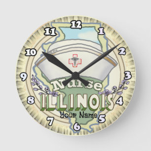 Illinois Krankenschwester Runde Wanduhr