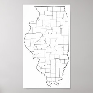 Illinois Landkreises Leere Kontur Karte Poster