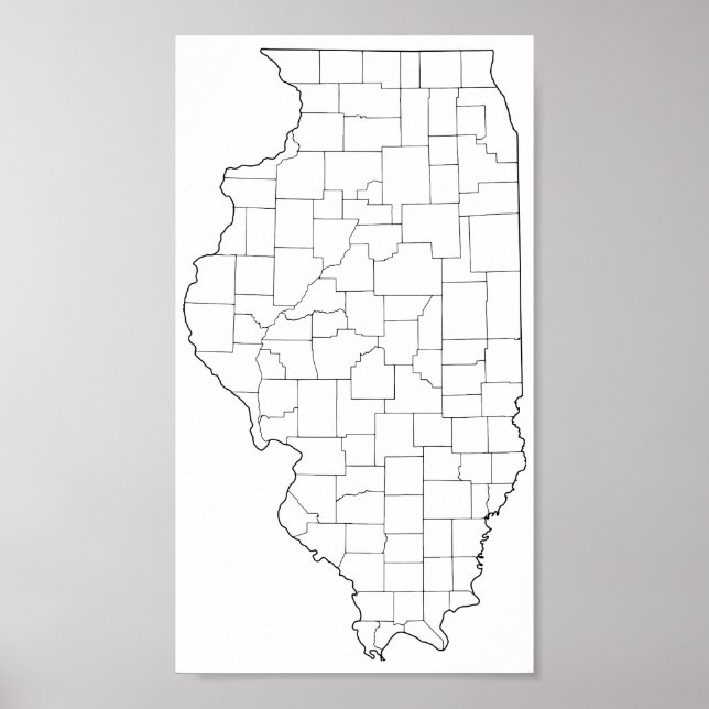 Illinois Landkreises Leere Kontur Karte Poster (Vorne)