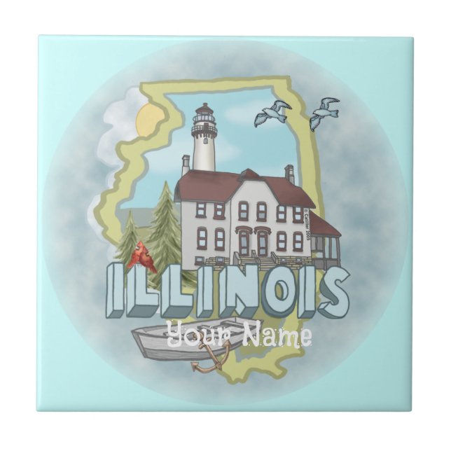 Illinois Leuchtturm Kachel (Vorderseite)
