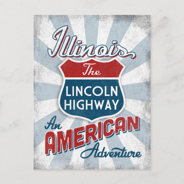 Illinois Lincoln Highway Vintag Amerika Postkarte (Vorderseite)