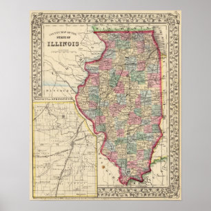 Illinois Map von Mitchell Poster