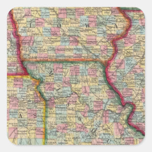Illinois, Missouri, Iowa, Nebraska und Kansas Quadratischer Aufkleber