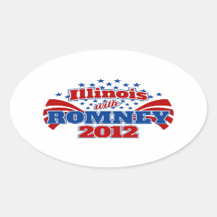 Illinois mit Romney 2012 Ovaler Aufkleber