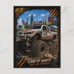 Illinois Monster Truck Geländefahrt Kunst Postkarte