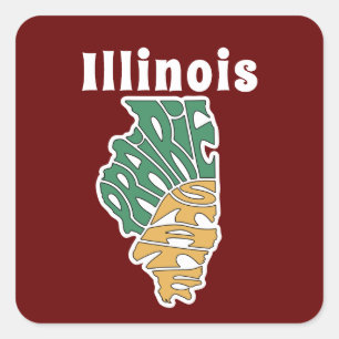 Illinois Nickname Word Art Quadratischer Aufkleber