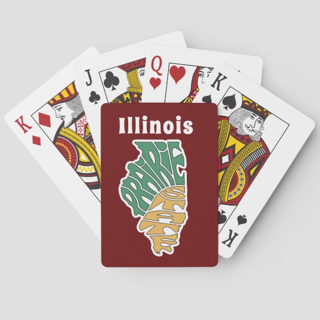 Illinois Nickname Word Art Spielkarten (Rückseite)