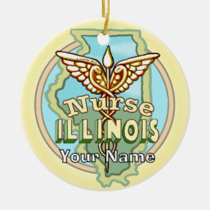 Illinois Nurse Caduceus  Keramik Ornament