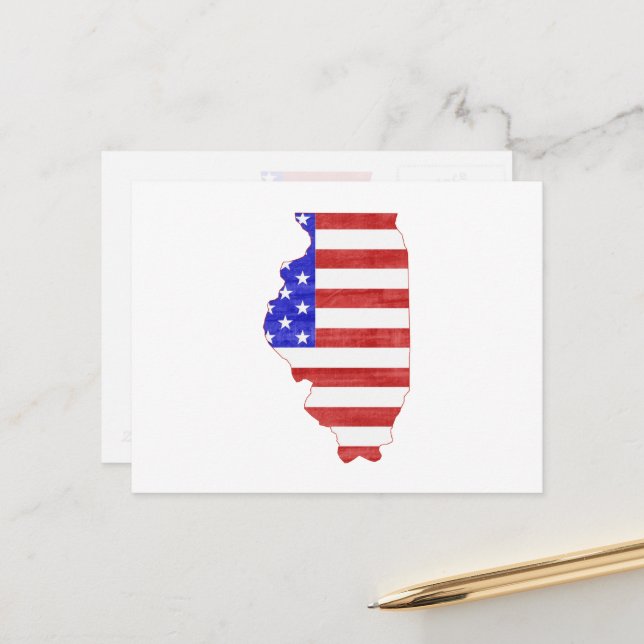 Illinois Patriotischer Staat Gestapelte Amerikanis Postkarte (Vorderseite/Rückseite Beispiel)