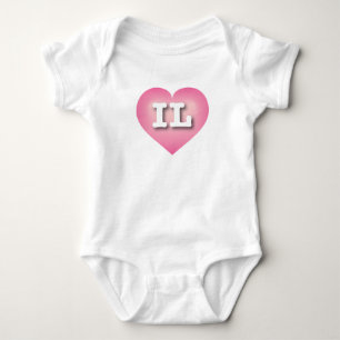 Illinois Pink Fade Heart - I Liebe IL Baby Strampler