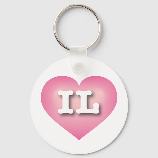 Illinois Pink Fade Heart - I Liebe IL Schlüsselanhänger (Vorderseite)