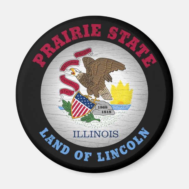 ILLINOIS PRAIRIE STAAT FLAG MAGNET (Vorne)