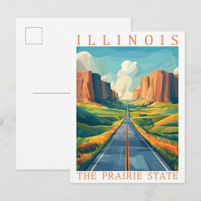 Illinois, Prairie Staat USA Travel Place Postkarte (Vorne/Hinten)