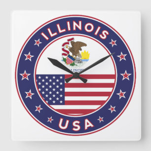 Illinois Quadratische Wanduhr