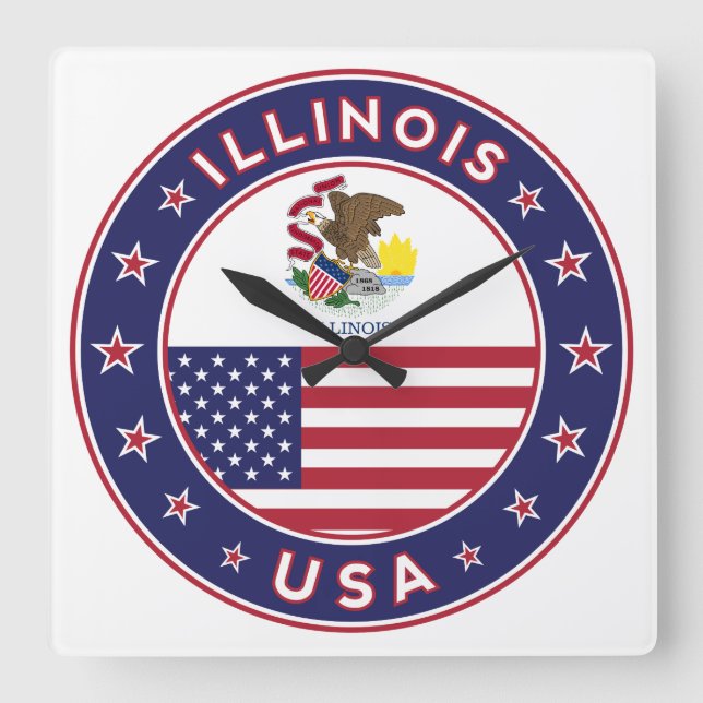Illinois Quadratische Wanduhr (Vorderseite)
