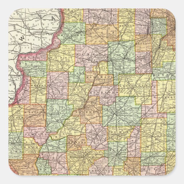 Illinois Quadratischer Aufkleber (Vorderseite)