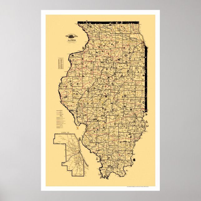 Illinois Railroad Map 1897 Poster (Vorne)