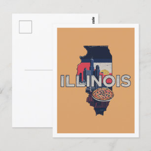 Illinois Retro-Reise-Design ikonischer US-Bundesst Postkarte